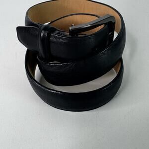 VTG Eddie Bauer Genuine Leather Belt Womens SZ Small Black Silver  USA Made